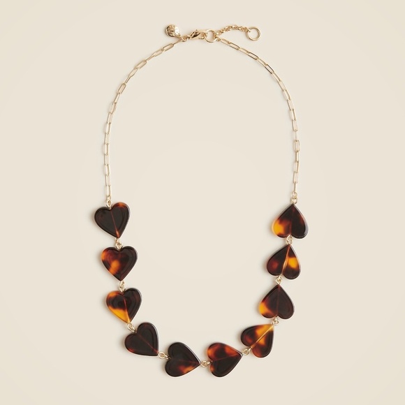 New JCREW Crewcuts Girls' Tortoise Shell Heart Necklace in Vinyl Tort Multi $23 - Picture 1 of 2